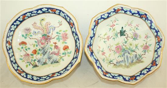 Two Chinese famille rose footed dish, Tongzhi seal marks and of the period (1862-74), W.18.5cm